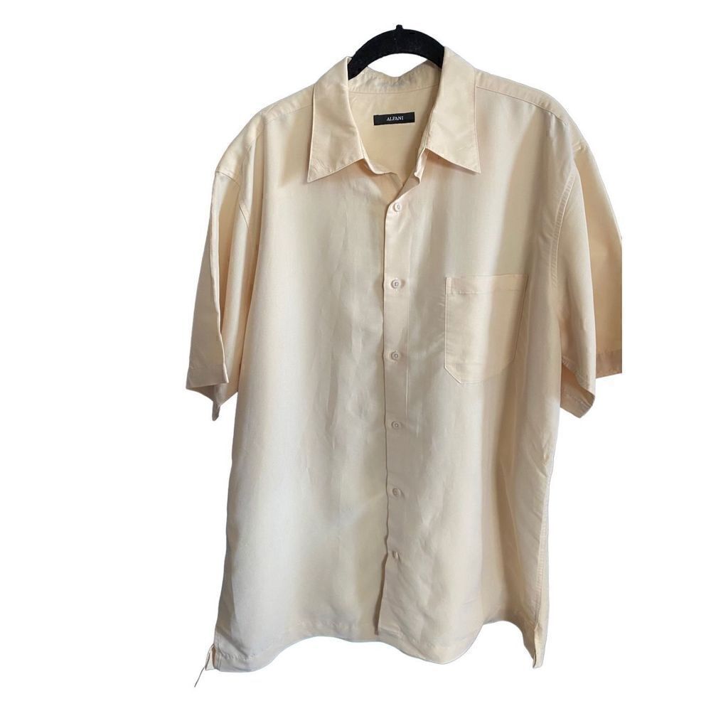 Alfini men’s butter yellow Modell blend button up shirt, sleeve shirt size larg